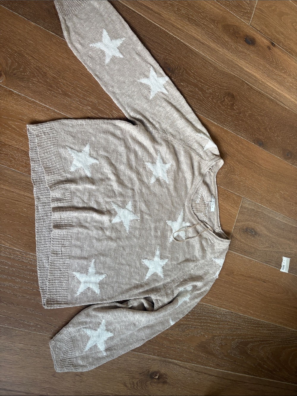 Beige Star Pattern Knit Sweater